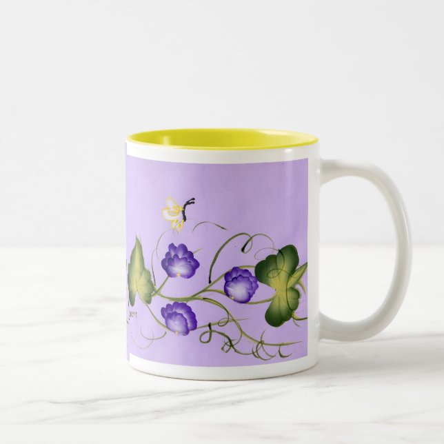 Sweet Pea Blossom and Butterfly Two-Tone Coffee Mug (Right)