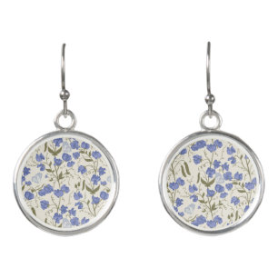 Sweet pea blue and cream cottagecore design earrings