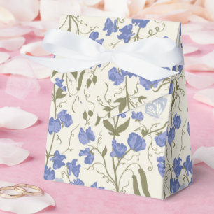 Sweet pea blue and cream cottagecore design favor boxes