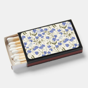 Sweet pea blue and cream cottagecore design matchboxes