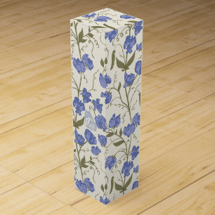 Sweet pea blue and cream cottagecore design wine box