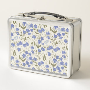 Sweet pea Blue and cream  Metal Lunch Box