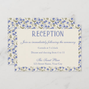Sweet Pea Blue and Cream Wedding Reception Enclosure Card