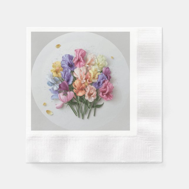 Sweet Pea Botanical Floral Pastel Theme Napkins (Front)