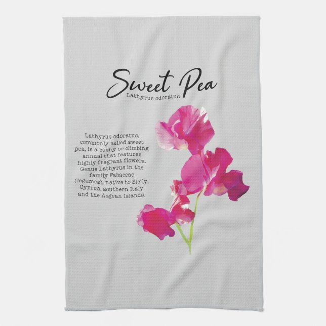 Sweet Pea Botanical Print Kitchen Towel (Vertical)