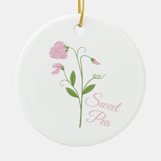 Sweet Pea Ceramic Ornament (Front)
