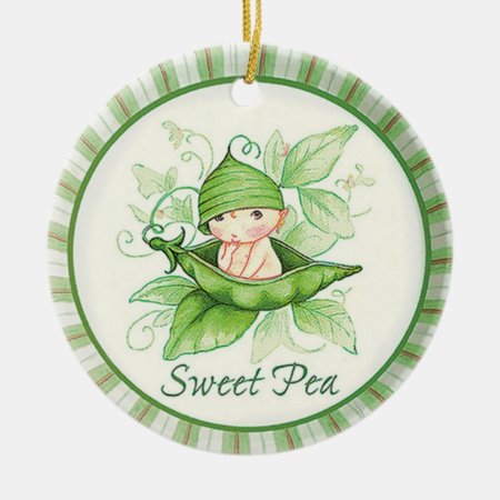 Sweet Pea Ceramic Ornament