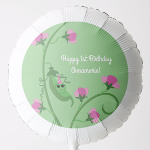 Sweet Pea Cute 1st Birthday Party Balloon
