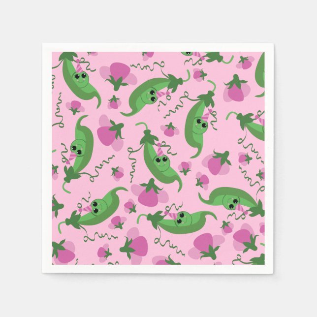 Sweet Pea Cute 1st Birthday Party Napkins (Front)