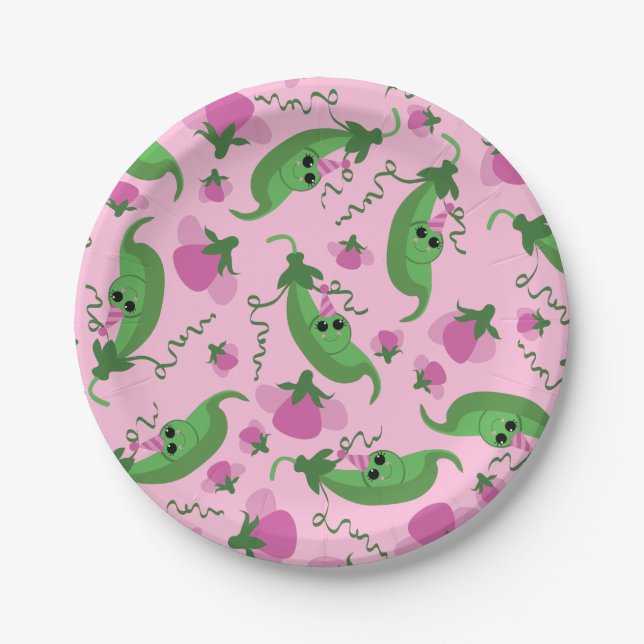 Sweet Pea Cute 1st Birthday Party Paper Plates (Front)