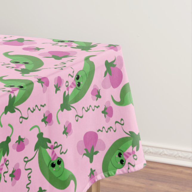 Sweet Pea Cute 1st Birthday Party Tablecloth (In Situ)