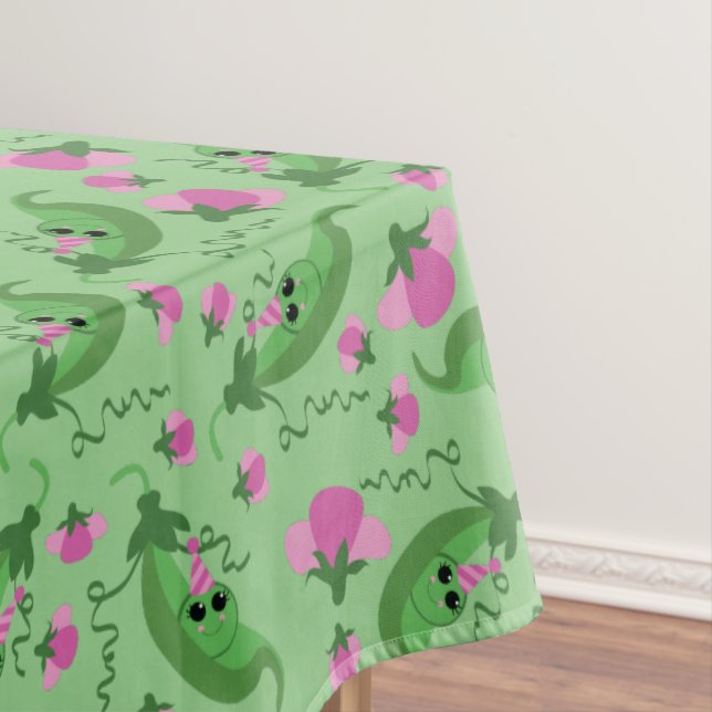 Sweet Pea Cute Kid's Birthday Party Tablecloth (In Situ)