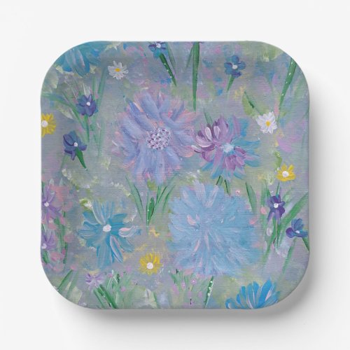 Sweet Pea Floral 7 Square Paper Plate