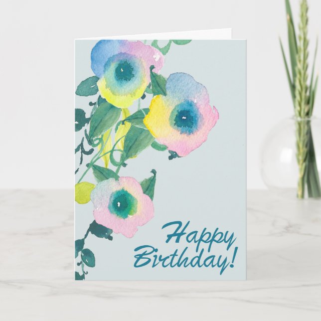 Sweet Pea Floral Birthday Card (Front)