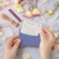 Sweet Pea Floral Blue and Cream  RSVP Card