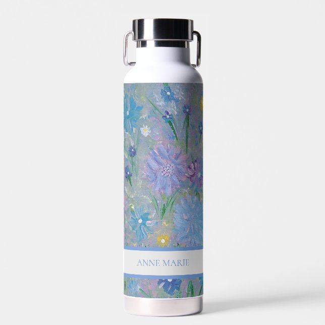 Sweet Pea Floral Custom Water Bottle (Front)