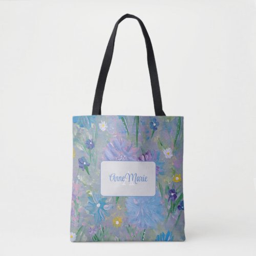 Sweet Pea Floral Monogram Tote Bag