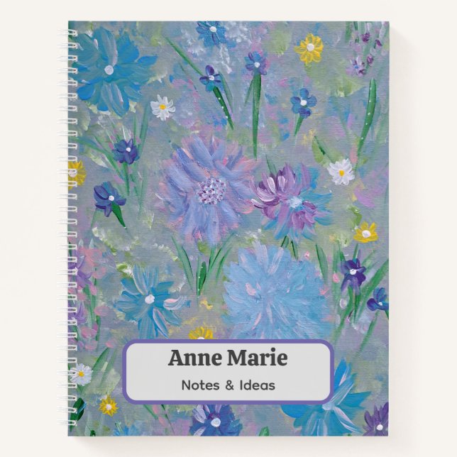 Sweet Pea Floral Personalized Note Book (Front)
