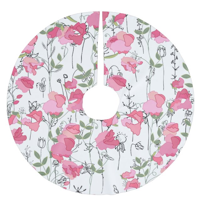 Sweet Pea: Floral Summer Texture. Brushed Polyester Tree Skirt (Front)