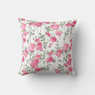 Sweet Pea: Floral Summer Texture. Throw Pillow