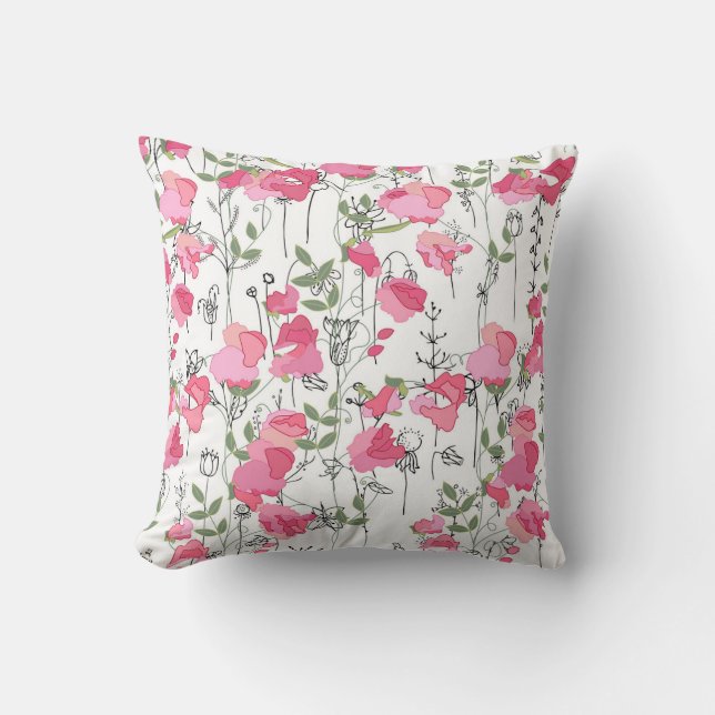 Sweet Pea: Floral Summer Texture. Throw Pillow (Front)