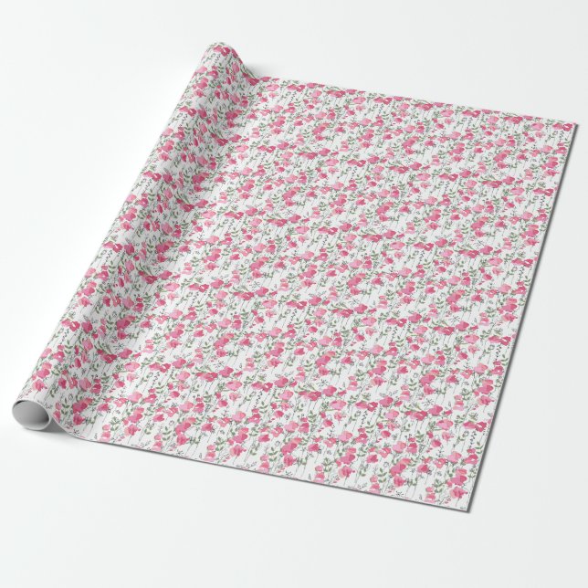 Sweet Pea: Floral Summer Texture. Wrapping Paper (Unrolled)