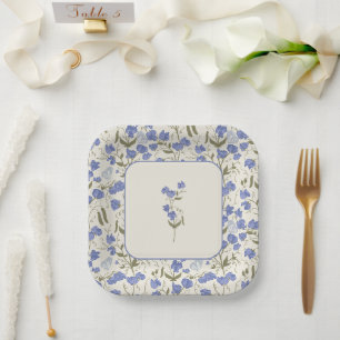 Sweet Pea Floral Wedding Cream Paper Plates