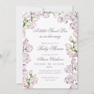 Sweet Pea flower arch Baby brunch elegant lavender Invitation