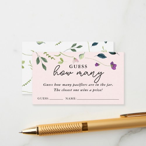 Sweet Pea Flower  Baby Shower Guessing Game Cards