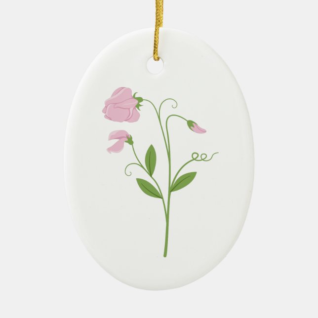 Sweet Pea Flower Ceramic Ornament (Front)