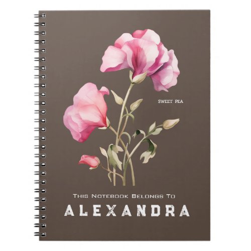 Sweet Pea Flower _ Notebook Personalize It