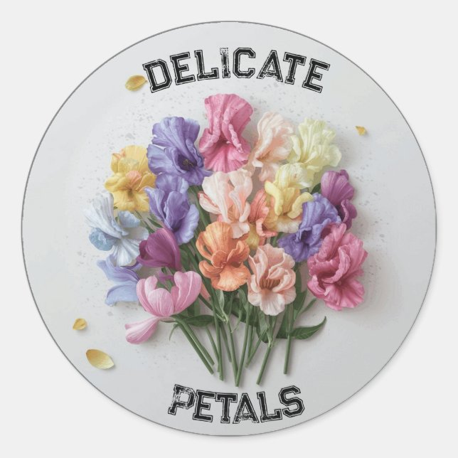 Sweet Pea Flower Stickers Personalize Name Text (Front)