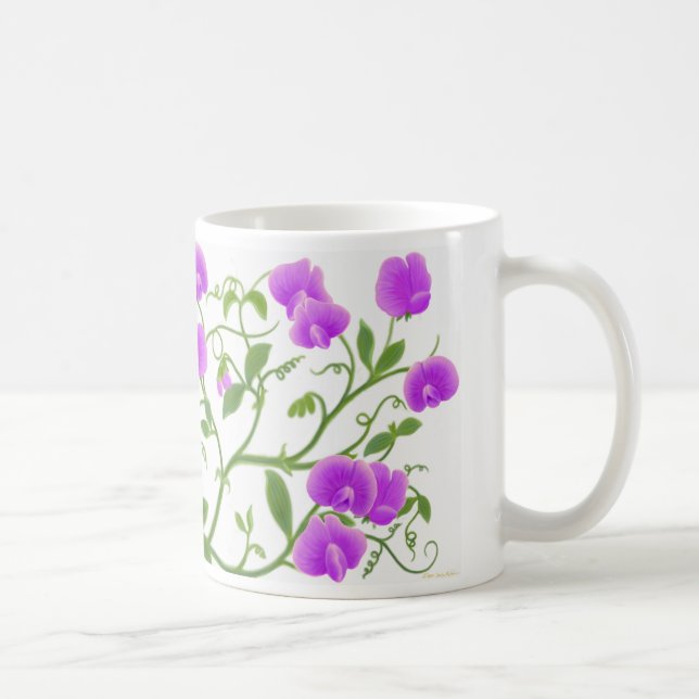 Sweet Pea Flower Vines Mug (Right)