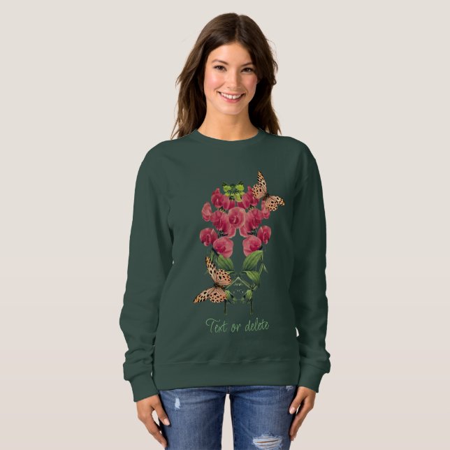 Sweet Pea Flowers And Butterflies Personalized    Sweatshirt (Front Full)