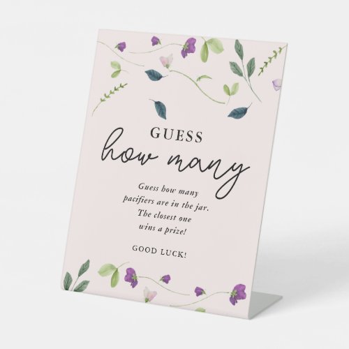 Sweet Pea Flowers  Baby Shower Guessing Game Sign