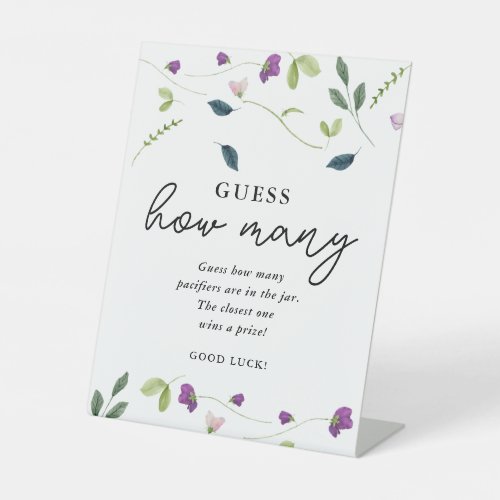 Sweet Pea Flowers  Baby Shower Guessing Game Sign