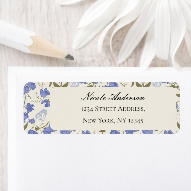 Sweet Pea Flowers Cream Label (Insitu)
