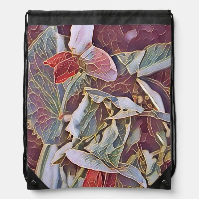 SWEET PEA FLOWERS  DRAWSTRING BAG (Front)