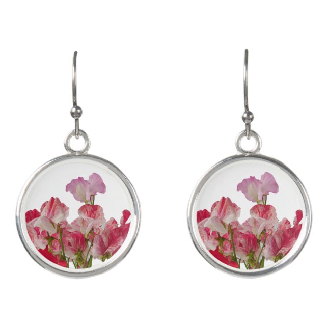 Sweet Pea Flowers Earrings (Front)