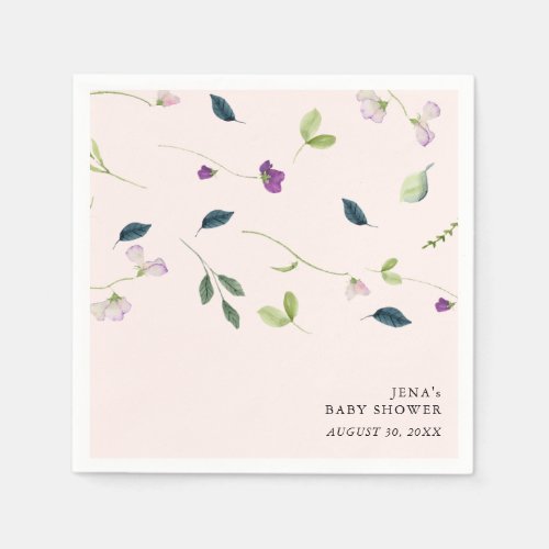 Sweet Pea Flowers  Girl Baby Shower Napkins