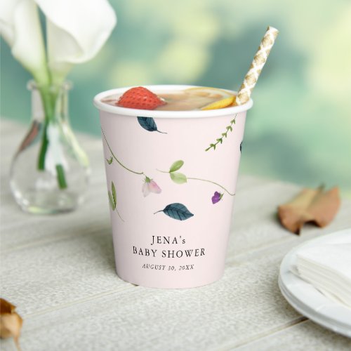 Sweet Pea Flowers  Girl Baby Shower Paper Cups