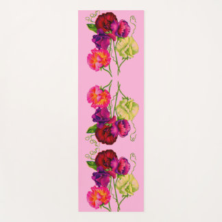 sweet pea flowers in pink and purple yoga mat