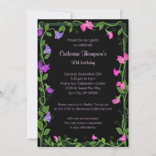 Sweet Pea Flowers Invitation