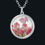 Sweet Pea Flowers Necklace<br><div class="desc">Necklace with photo of bunch of pink sweet pea flowers.</div>