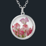 Sweet Pea Flowers Necklace<br><div class="desc">Necklace with photo of bunch of pink sweet pea flowers.</div>