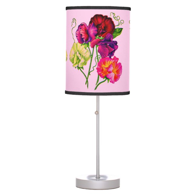 sweet pea flowers print table lamp (Front)