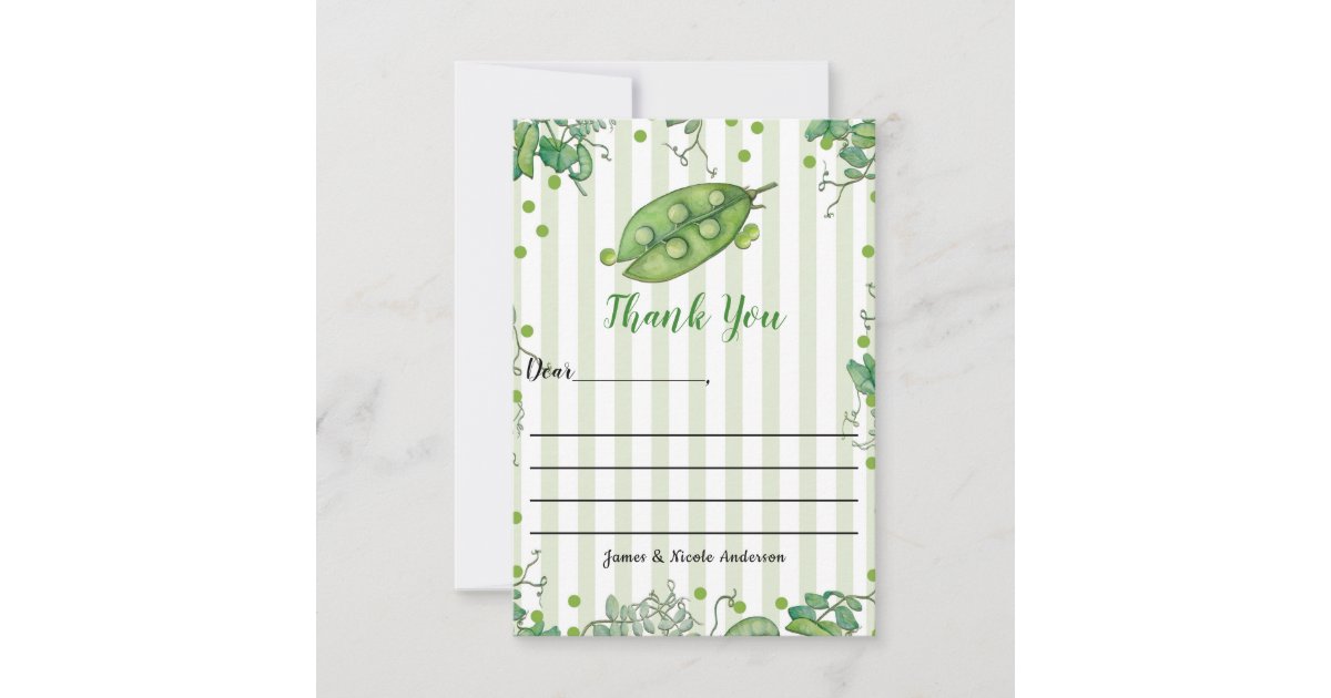 Sweet Pea Green Whimsical Baby Shower Thank You Zazzle Com