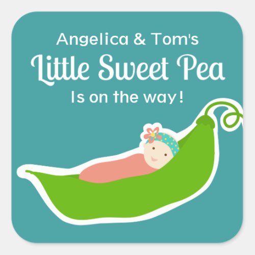 Sweet Pea in a Pod Aqua Green  Pink Stickers