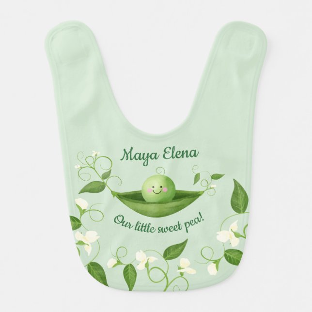 Sweet Pea in a Pod  Baby Bib (Front)