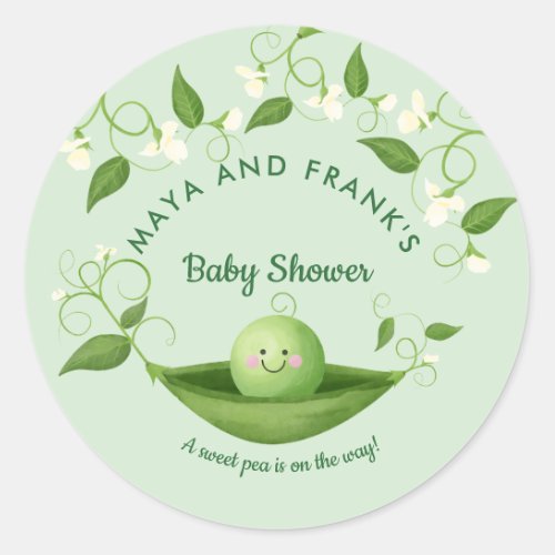 Sweet Pea in a Pod Baby Shower   Classic Round Sti Classic Round Sticker